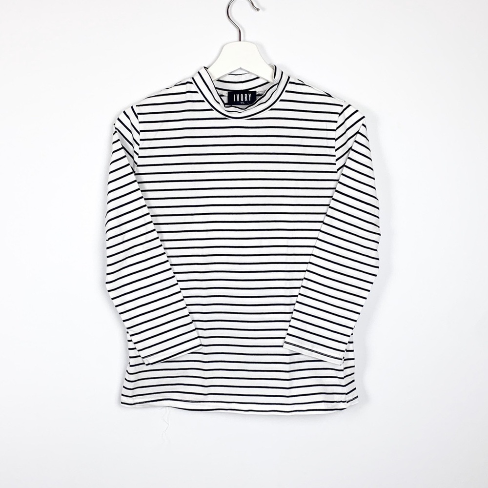 IVORY. | Striped Mockneck Shirt
